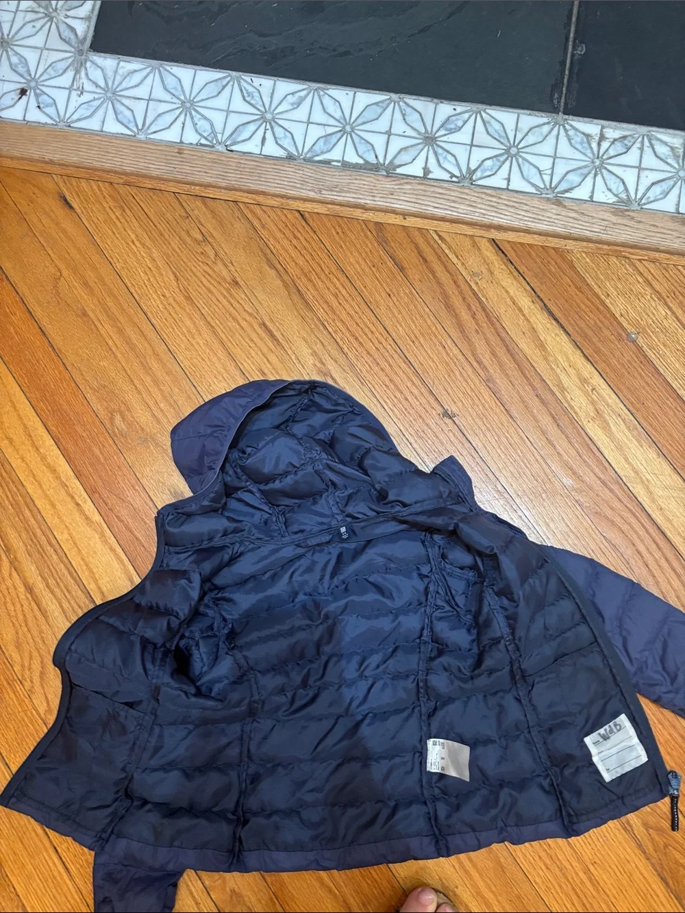 Uniqlo Girls Hooded Puffer Jacket - Dark Blue